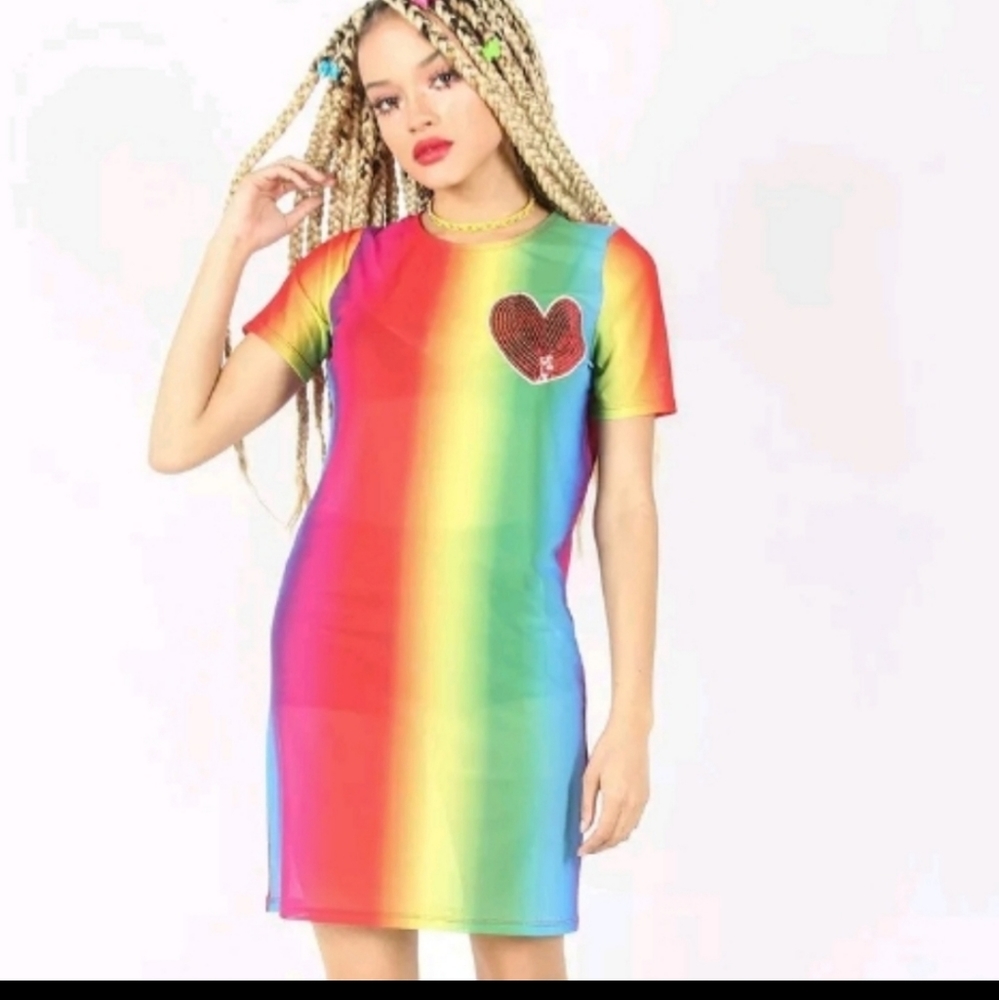New iron fist rainbow heart dress